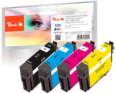Peach  Spar Pack Tintenpatronen kompatibel zu Epson WorkForce Pro WF-3720 DW