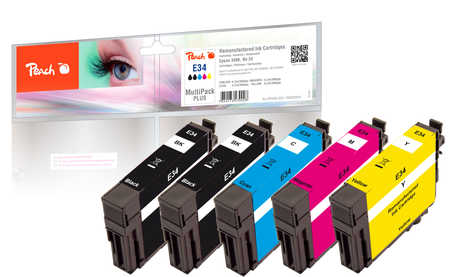 Peach  Spar Pack Plus Tintenpatronen kompatibel zu Epson WorkForce Pro WF-3720 DW