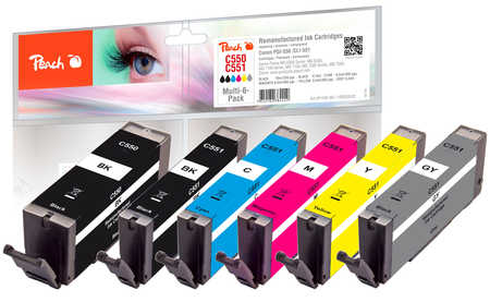 Peach  Spar Pack mit grau Tintenpatronen, kompatibel zu Canon Pixma MG 7100 Series
