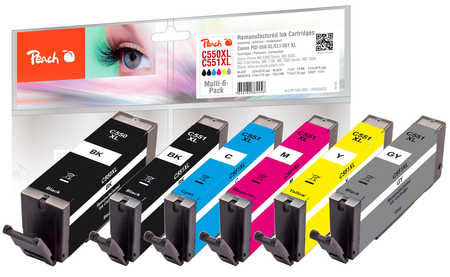 Peach  Spar Pack mit grau Tintenpatronen XL-Ergiebigkeit, kompatibel zu Canon Pixma MG 7100 Series