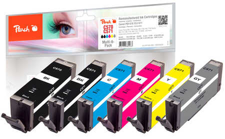 Peach  Spar Pack mit grau Tintenpatronen, kompatibel zu Canon Pixma MG 6850 Series
