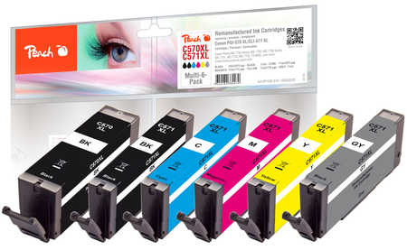 Peach  Spar Pack mit grau Tintenpatronen XL-Ergiebigkeit, kompatibel zu Canon Pixma TS 9000 Series