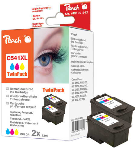 Peach  Doppelpack Druckköpfe color kompatibel zu Canon Pixma MG 3250 Series