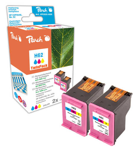 Peach  Doppelpack Druckköpfe color kompatibel zu HP Envy 5646 e-All-in-One