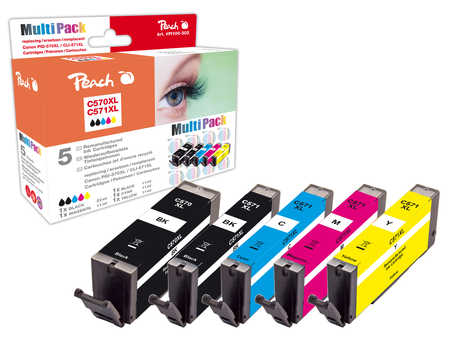 Peach  Spar Pack Tintenpatronen kompatibel zu Canon Pixma TS 6050 Series