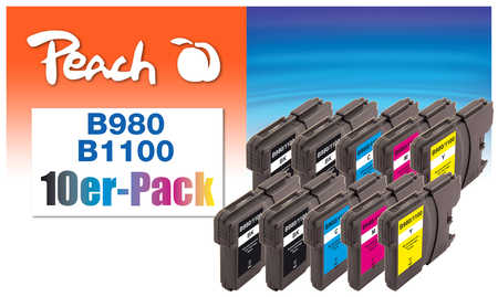 Peach  10er-Pack Tintenpatronen, kompatibel zu Brother MFC-490 CN