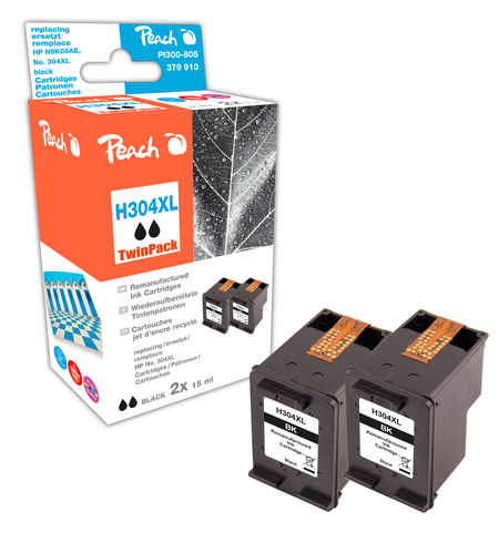 Peach  Doppelpack Druckköpfe schwarz kompatibel zu HP DeskJet 3760