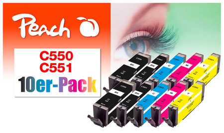 Peach  10er-Pack Tintenpatronen, kompatibel zu Canon Pixma MG 7100 Series