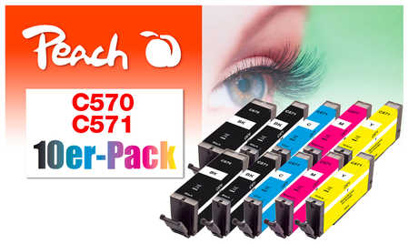 Peach  10er-Pack Tintenpatronen, kompatibel zu Canon Pixma TS 9000 Series