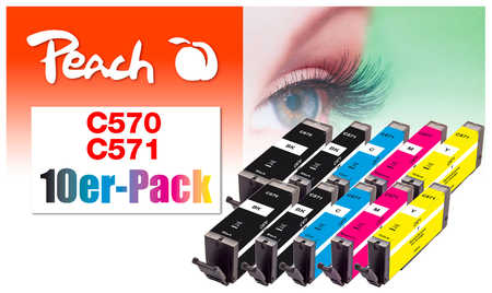 Peach  10er-Pack Tintenpatronen, kompatibel zu Canon Pixma MG 6850 Series
