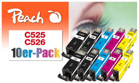 Peach  10er-Pack Tintenpatronen, kompatibel zu Canon Pixma MG 5250
