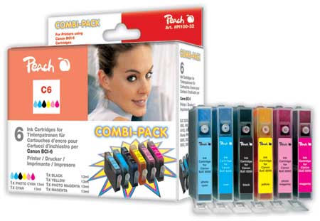 Peach  Spar Pack Tintenpatronen kompatibel zu Canon BJ 535 PD
