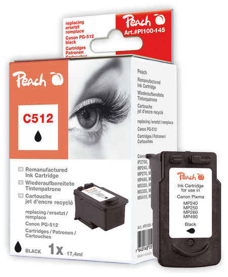 Peach  Druckkopf schwarz kompatibel zu Canon Pixma MP 490 Series