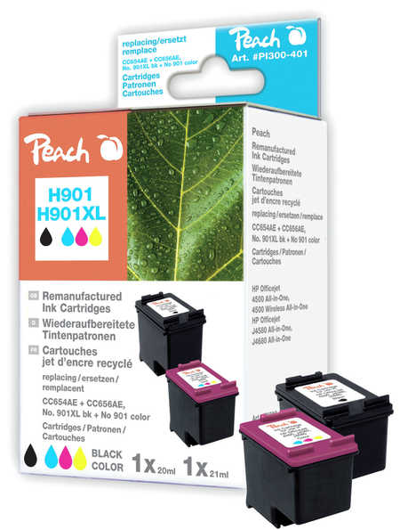 Peach  Spar Pack Druckköpfe kompatibel zu HP OfficeJet J 4500 Series