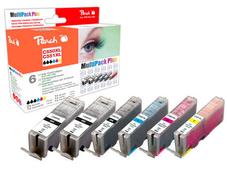 Peach  Spar Pack Plus Tintenpatronen, XL-Ergiebigkeit, kompatibel zu Canon Pixma MX 725