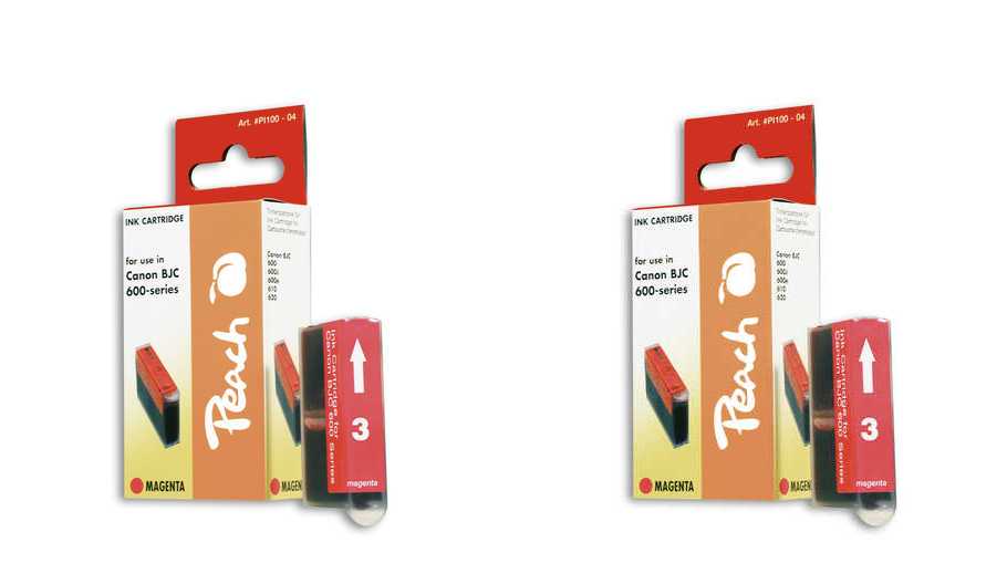 Peach  Doppelpack Tintenpatronen magenta kompatibel zu Canon BJC 600