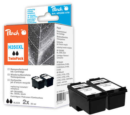 Peach  Doppelpack Druckköpfe schwarz kompatibel zu HP OfficeJet J 6400 Series