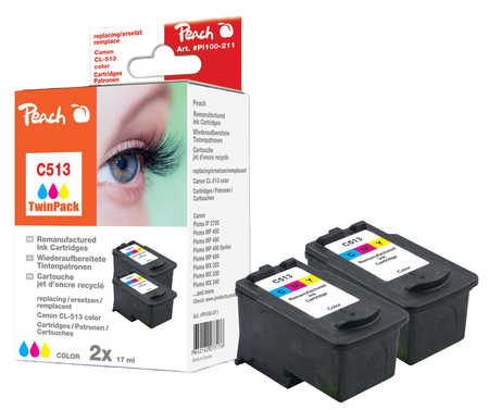 Peach  Doppelpack Druckköpfe color kompatibel zu Canon Pixma MP 490 Series