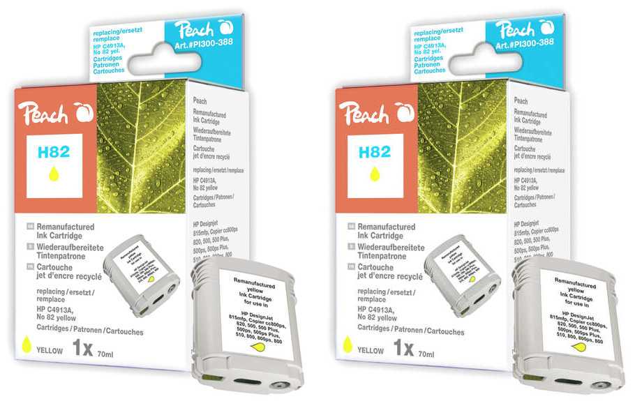 Peach  Doppelpack Tintenpatronen gelb kompatibel zu HP DesignJet 500 42 Inch
