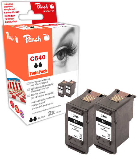 Peach  Doppelpack Druckköpfe schwarz kompatibel zu Canon Pixma MG 2150