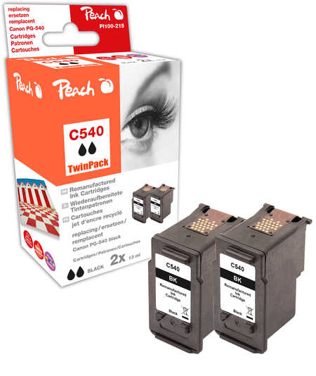 Peach  Doppelpack Druckköpfe schwarz kompatibel zu Canon Pixma MG 3250 Series