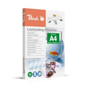 Peach  Laminierfolie A4 | 80 mic | 100 St. | glänzend | Premiumqualität für beste Laminierergebnisse | geeignet für alle Laminiergeräte | PP580-02 