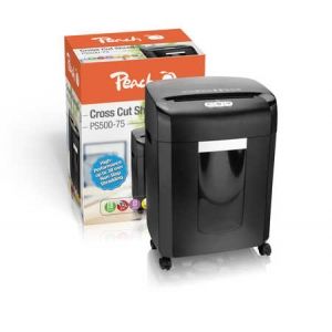 Peach  Partikelschnitt Aktenvernichter | 18 Blatt | 16 Liter/200 A4 | 4 x 35 mm Partikelgröße (P-4) | A4 ca. 420 Partikel | Dauerbetrieb 30min/über 2700 Blatt | DSGVO konform | PS500-75 