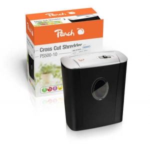 Peach  Partikelschnitt Aktenvernichter | 5 Blatt | 11 Liter / 80 A4 | 4 x 28 mm Partikelgröße (P-4) | DSGVO konform | PS500-10 